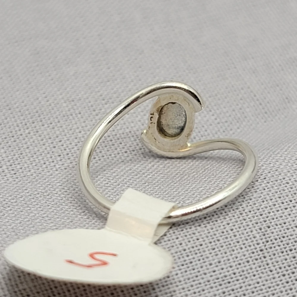 Blue Fire Labradorite 925 Sterling Silver Genuine Gemstone Ring Dainty